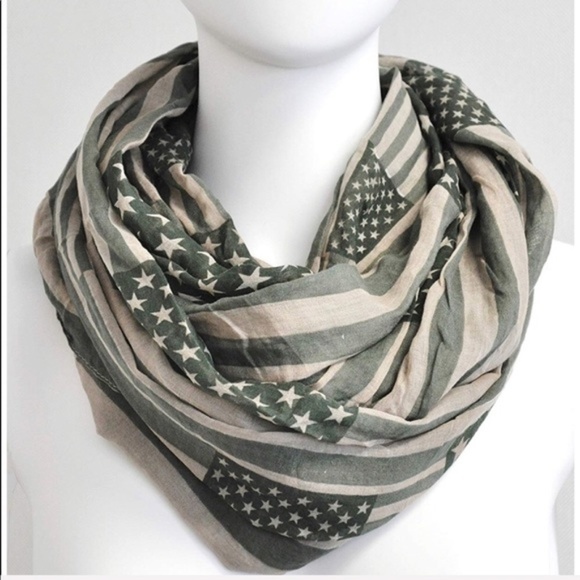 Accessories - Olive Green American Flag Infinity Scarf